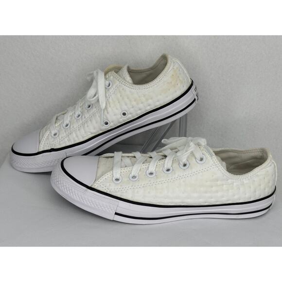 Converse Ctas Neoprene O White Black Low Top Quilted Sneakers 9 - Picture 3 of 11